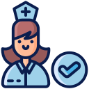 Icon of nurse and checkmark